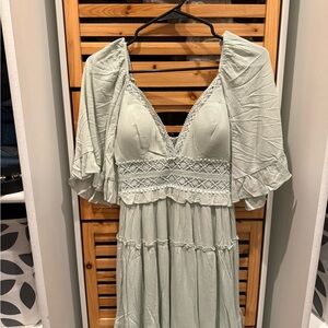 Selfie Leslie Light Green Long Sleeve Dress